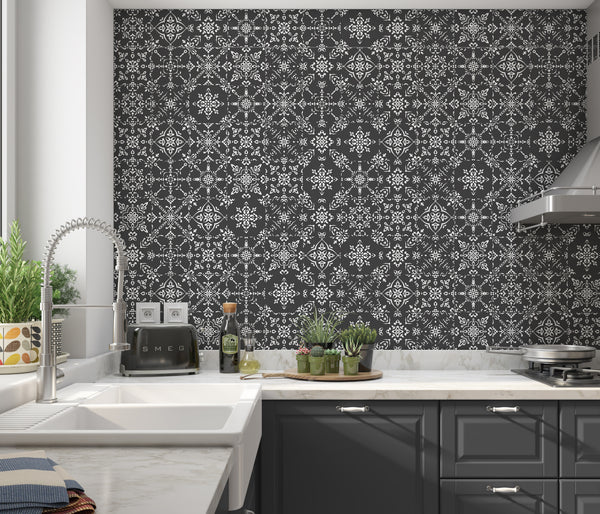 Watercolor Tiles Monochrome